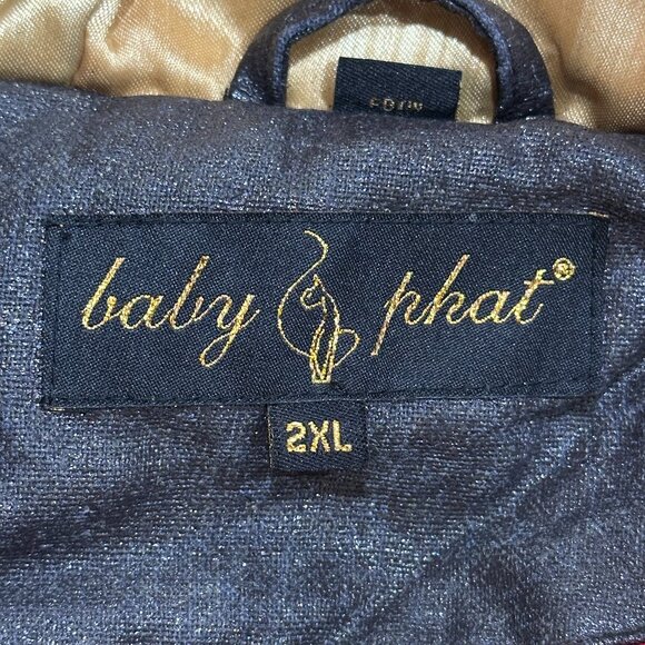 Baby Phat Vintage Y2K Faux Fur Brown Bomber Jacket Hood Coat Lined Pockets 2XL - Picture 5 of 13